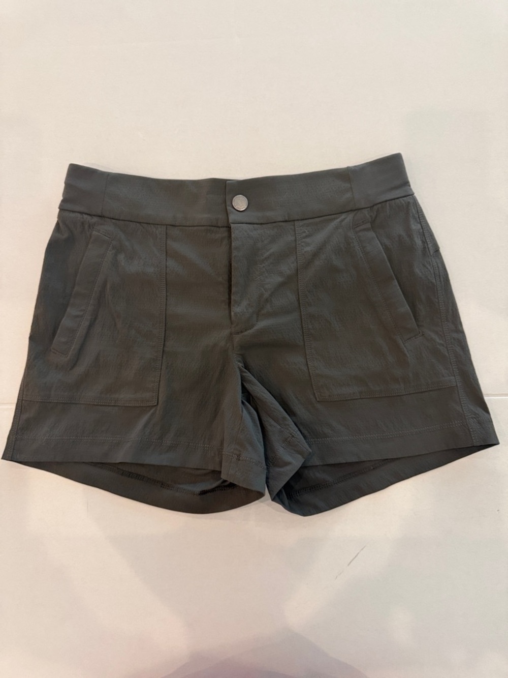 Athleta Olive Green High-Rise Utility Shorts